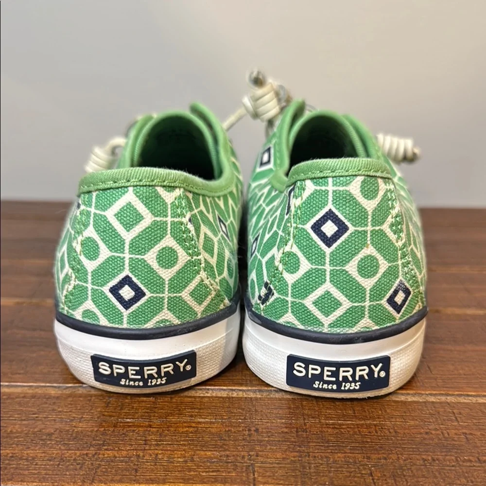 Women’s Sperry Topsider with memory foam green white and blue sneakers size 7.5m - Picture 5 of 8